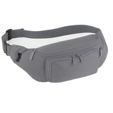 Outdoor World Deluxe Bumbag Waist Belt Large Size Unisex Fanny Pack Fashion Bum Bags with Adjustable Strap for Hiking Walking Jogging Travel Running Sport Cycling 4 Zipper Storage Compartments - Grey