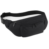 Outdoor World Deluxe Bumbag Waist Belt Large Size Unisex Fanny Pack Fashion Bum Bags with Adjustable Strap for Hiking Walking Jogging Travel Running Sport Cycling 4 Zipper Storage Compartments - Black