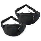 Outdoor World Bum Bag, 2 Pack, Waist Belt Fanny Pack - 2 x Black