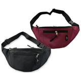 Outdoor World Bum Bag, 2 Pack, Waist Belt Fanny Pack - Black & Burgundy