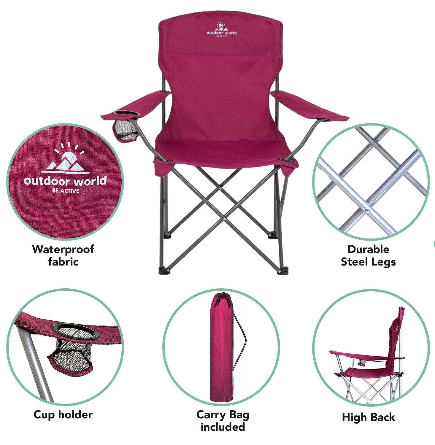 2 x Folding Camping Chairs - Outdoor World